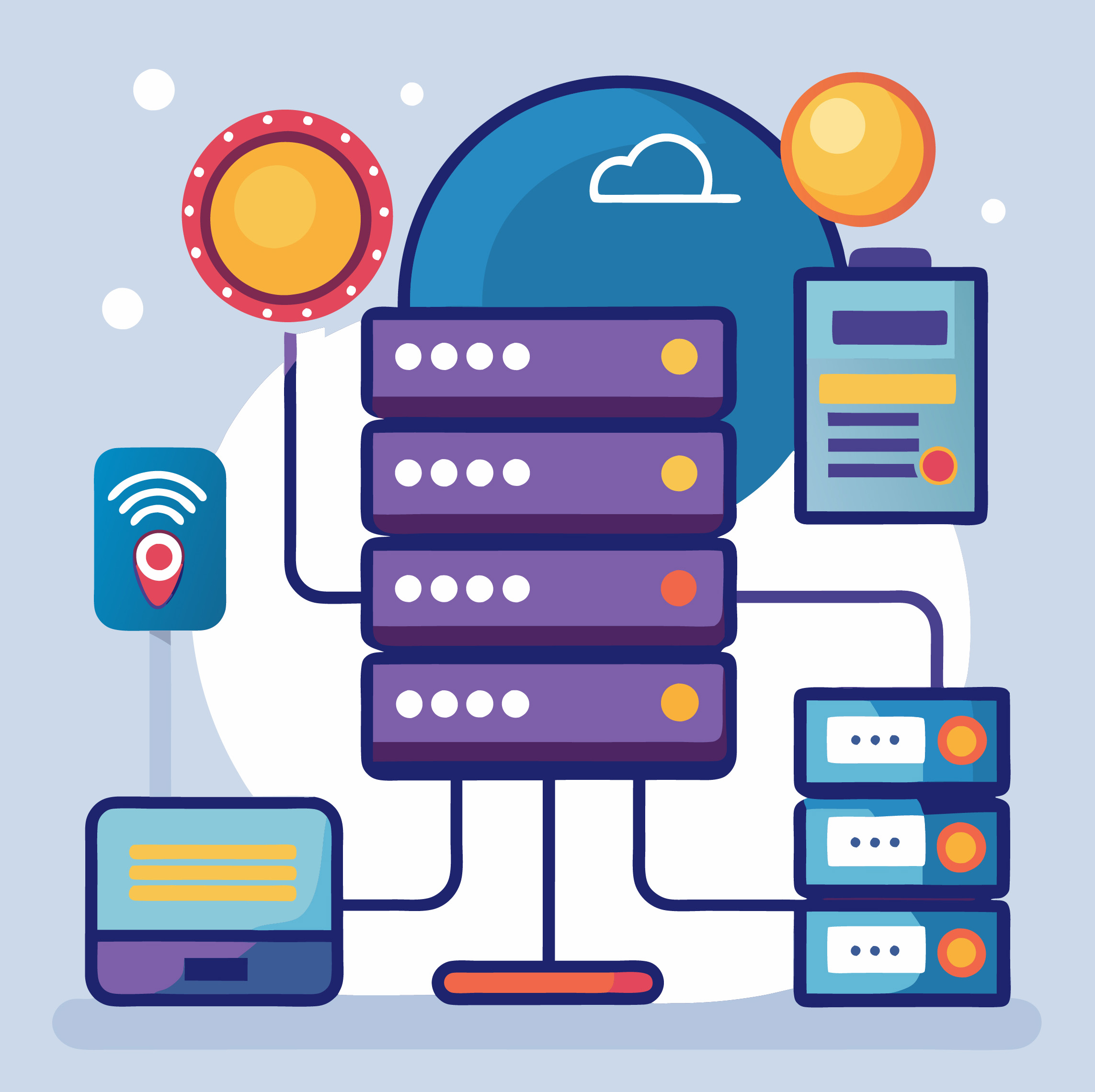 web hosting server vector art, web hosting cloud vector illustra
