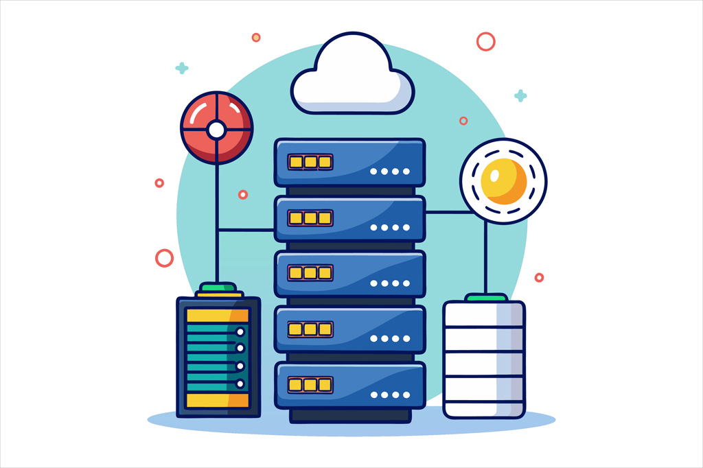 web hosting server vector art, web hosting cloud vector illustra